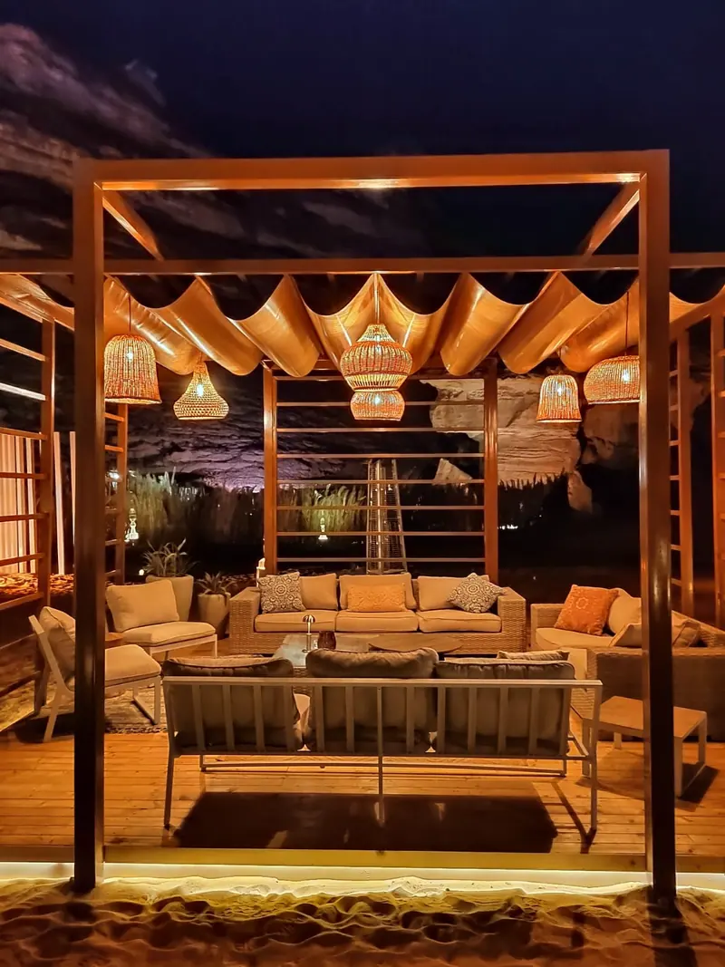 Shaded seating pavilion