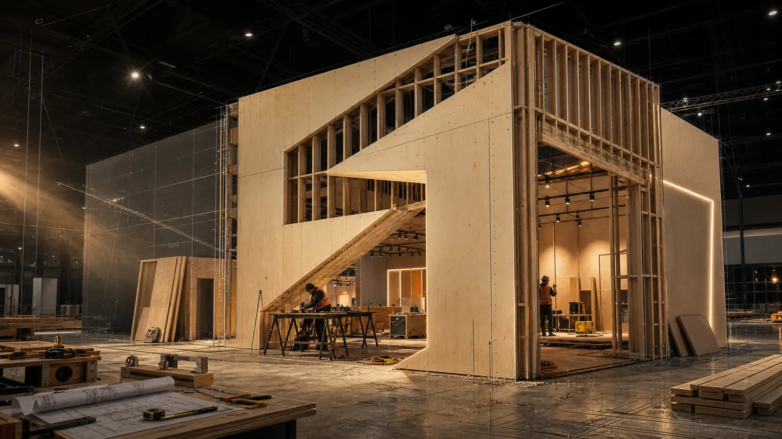 Timber structure during construction